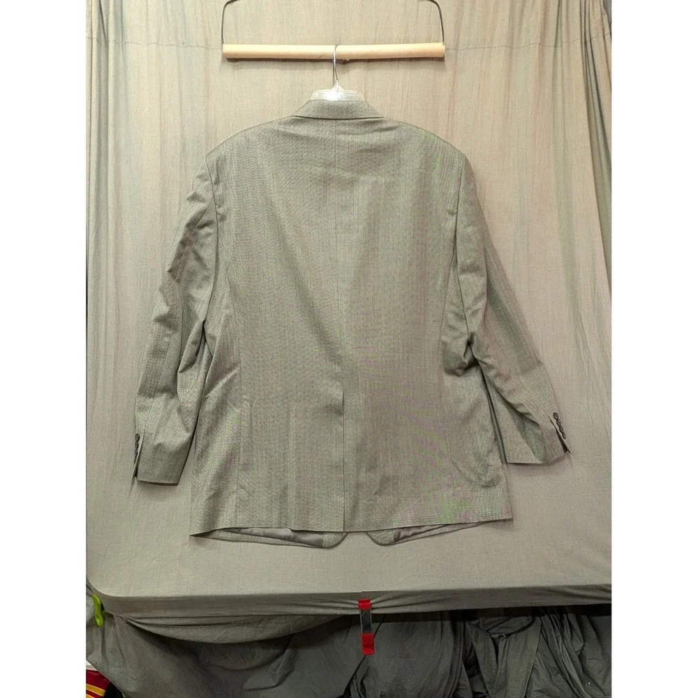 Chaps Mens 48L Silk Wool Herringbone Blazer Sport Coat Gray 2-Button